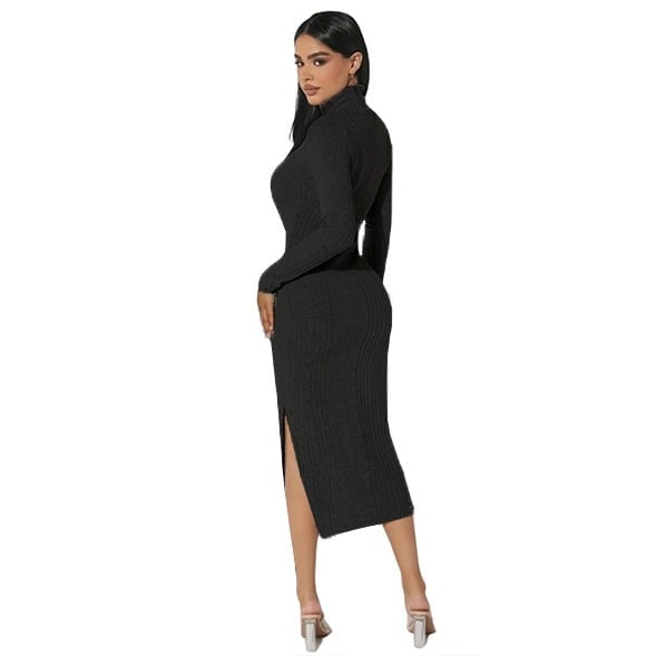 VESTIDO AJUSTADO MUJER KADRIHEL NEGRO I026 MANGA LARGA INVIERNO OTOÑO BUCANERAS - 2