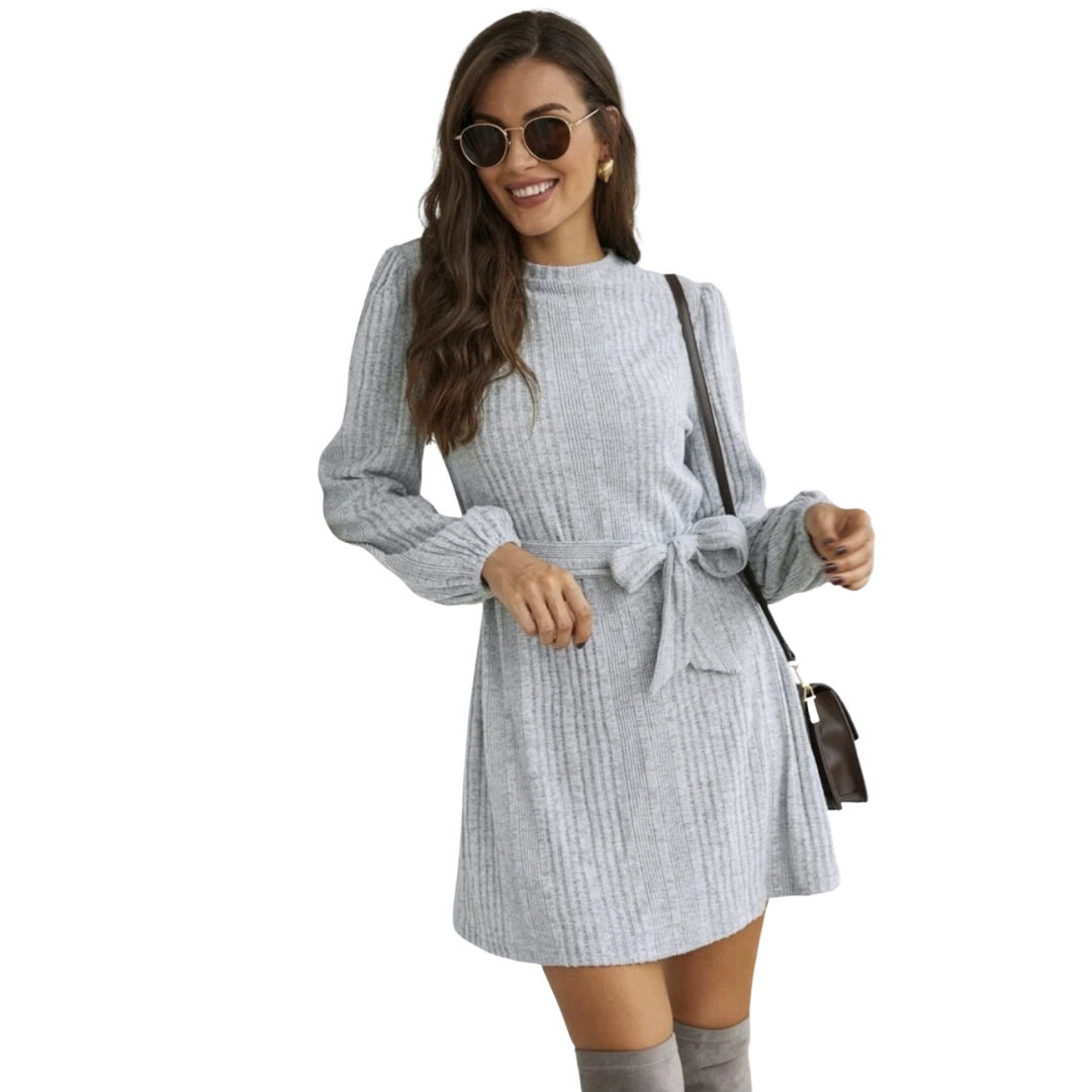 VESTIDO CORTO MUJER KADRIHEL GRIS I029 MANGA LARGA INVIERNO OTOÑO BUCANERAS - 2