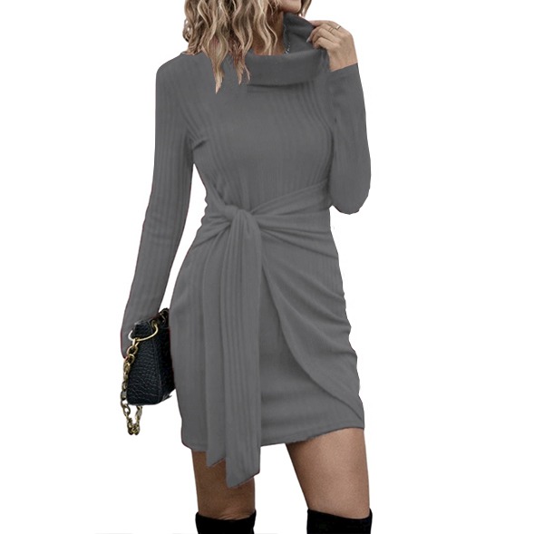 VESTIDO AJUSTADO MUJER KADRIHEL GRIS I032 MANGA LARGA INVIERNO OTOÑO BUCANERAS - 1
