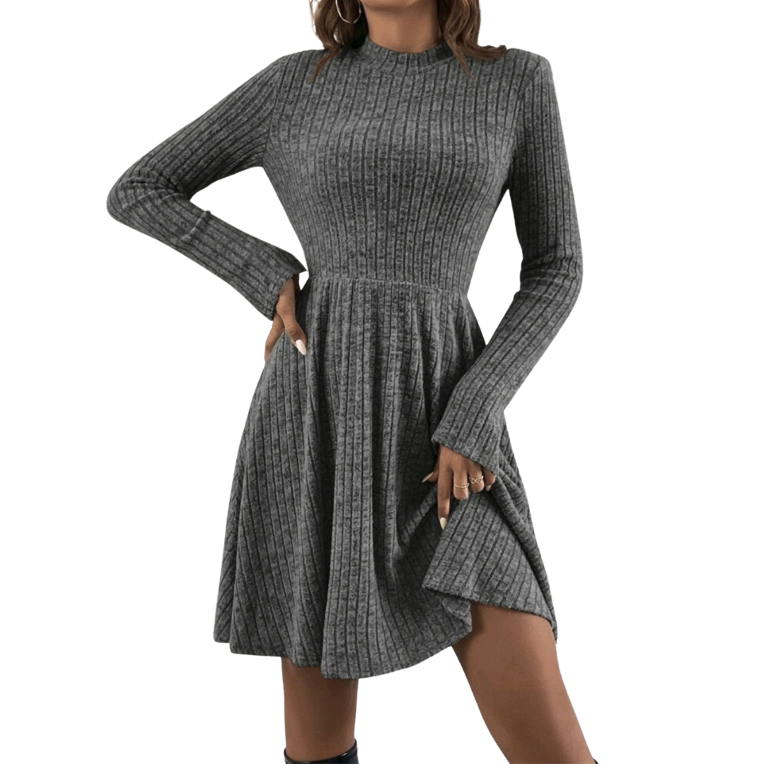 VESTIDO CORTO MUJER KADRIHEL GRIS I033 MANGA LARGA INVIERNO OTOÑO BUCANERAS - 1