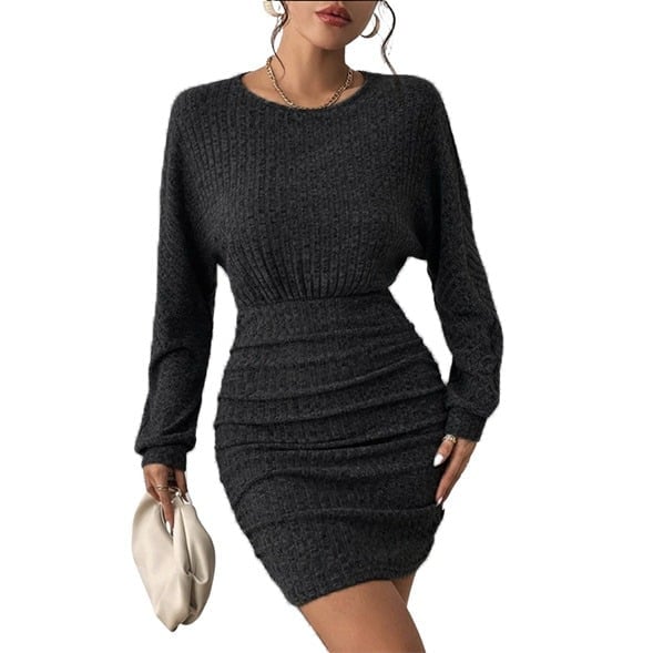 VESTIDO AJUSTADO MUJER KADRIHEL GRIS I034 MANGA LARGA INVIERNO OTOÑO BUCANERAS - 1