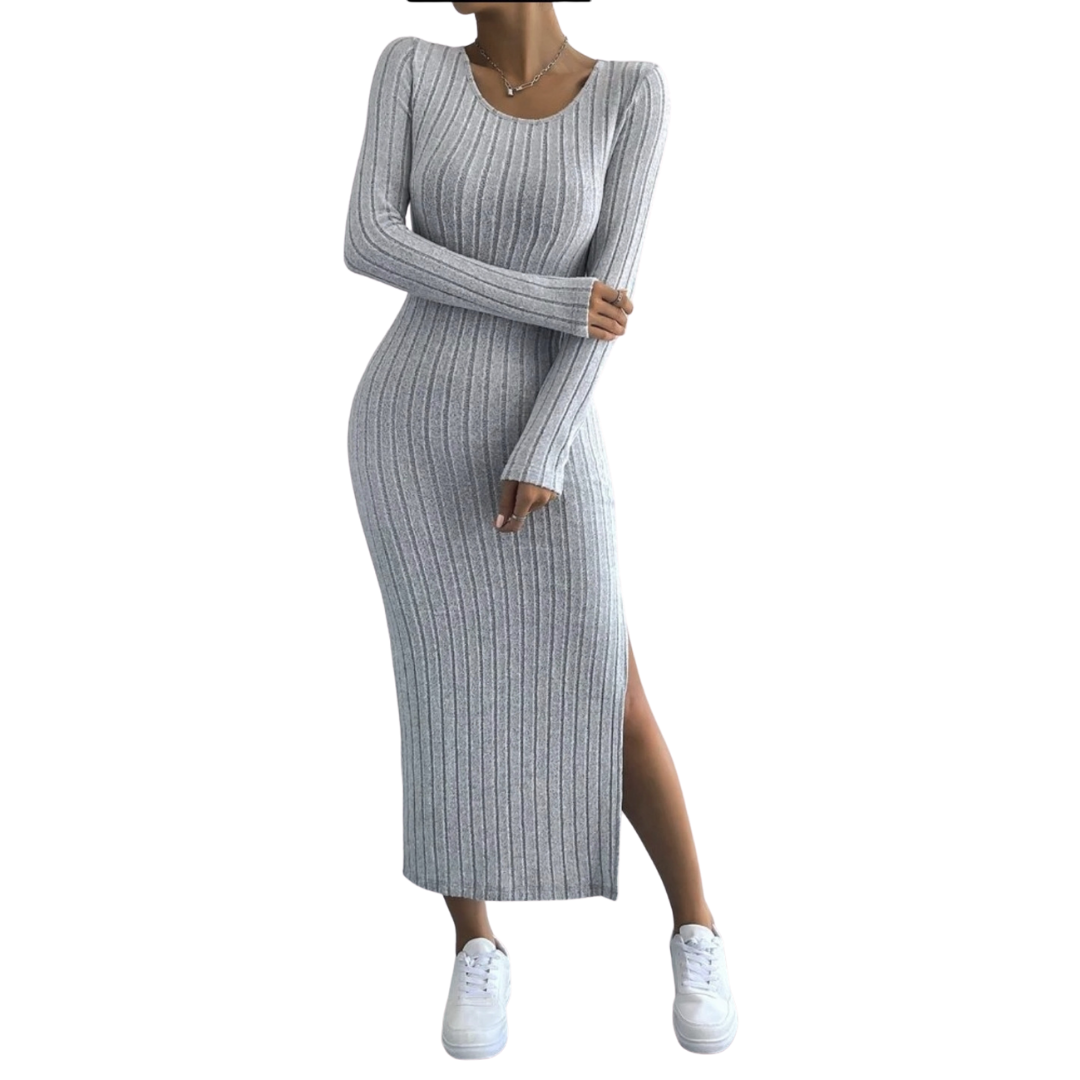 VESTIDO LARGO MUJER KADRIHEL NEGRO I040 AJUSTADO MANGA LARGA INVIERNO OTOÑO BUCANERAS - 1