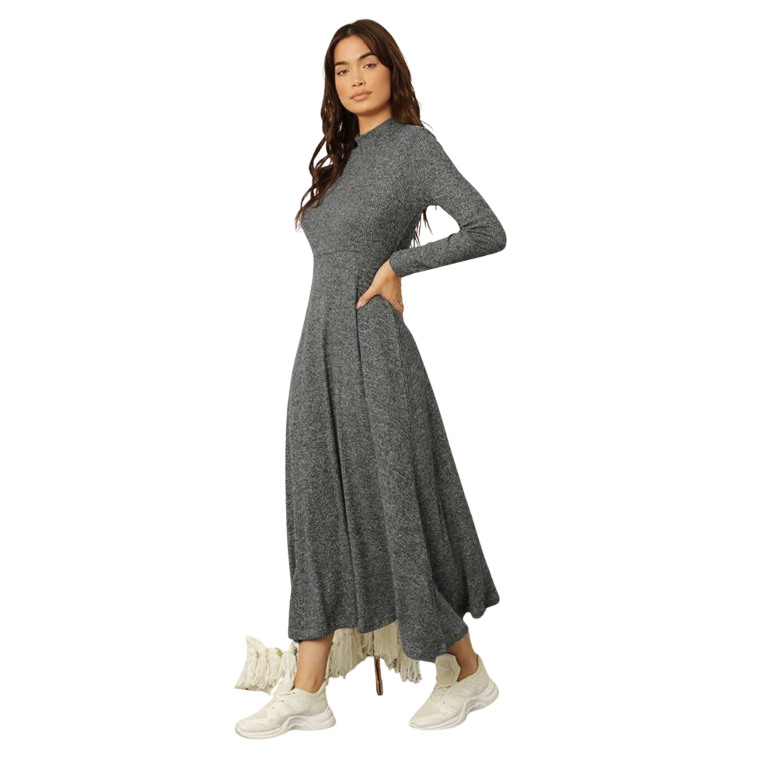 VESTIDO LARGO MUJER KADRIHEL GRIS CLARO I041 IDEAL PARA OTOÑO INVIERNO - 1