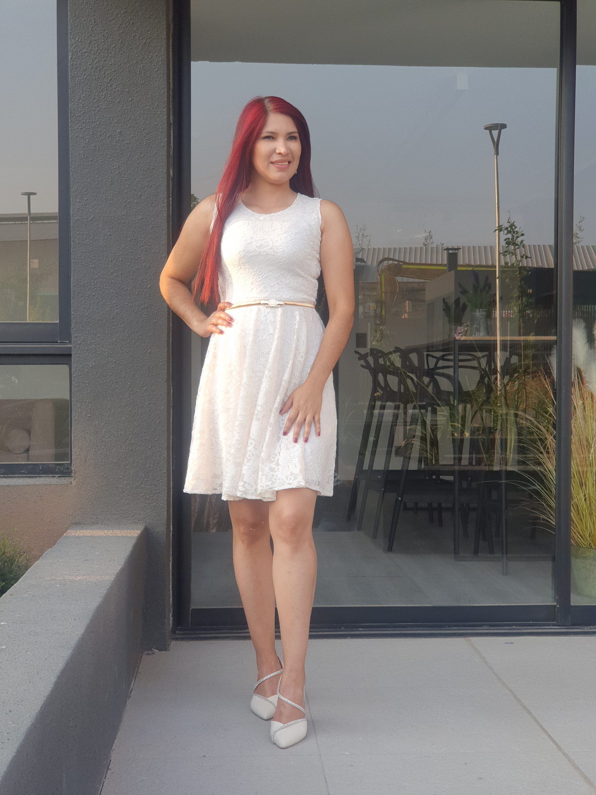 VESTIDO ACAMPANADO MUJER KADRIHEL BLANCO SN03 IDEAL PARA BODA MATRIMONIO CIVIL - 1