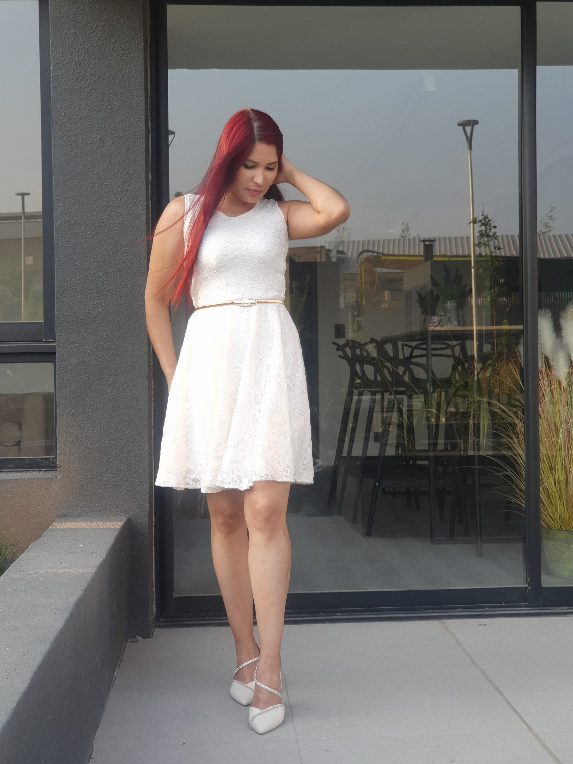 VESTIDO ACAMPANADO MUJER KADRIHEL BLANCO SN03 IDEAL PARA BODA MATRIMONIO CIVIL - 2