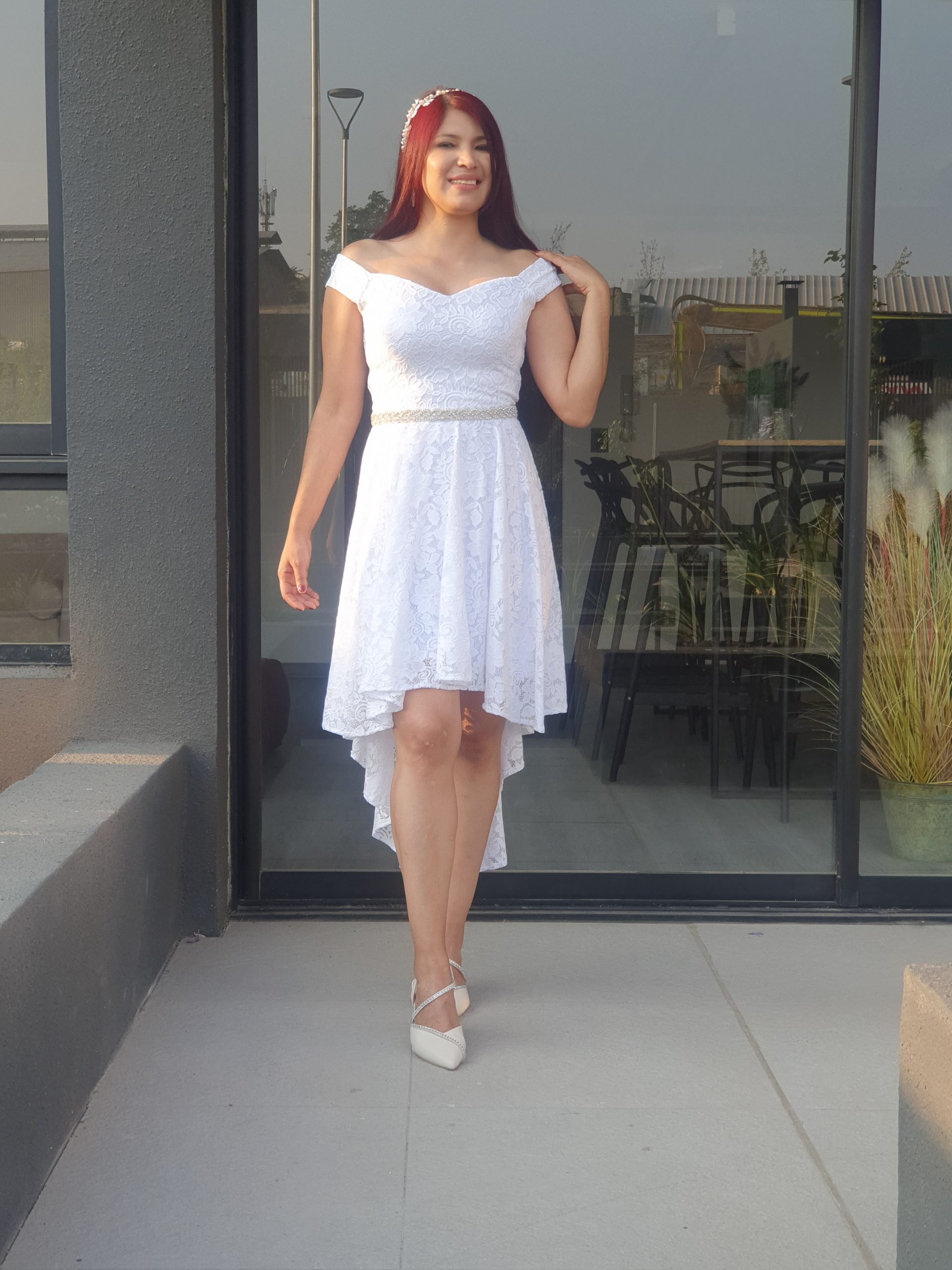 VESTIDO ASIMETRICO MUJER KADRIHEL BLANCO SN07 DE BODA MATRIMONIO NOVIA S/CINTURON - 1
