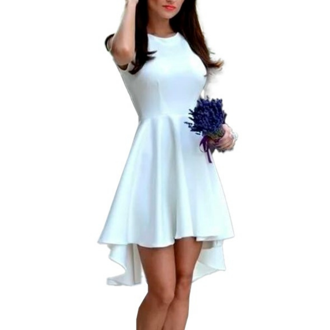 VESTIDO ASIMETRICO MUJER KADRIHEL BLANCO IDEAL PARA FIESTA GALA COCTEL BODA SN18 - 1