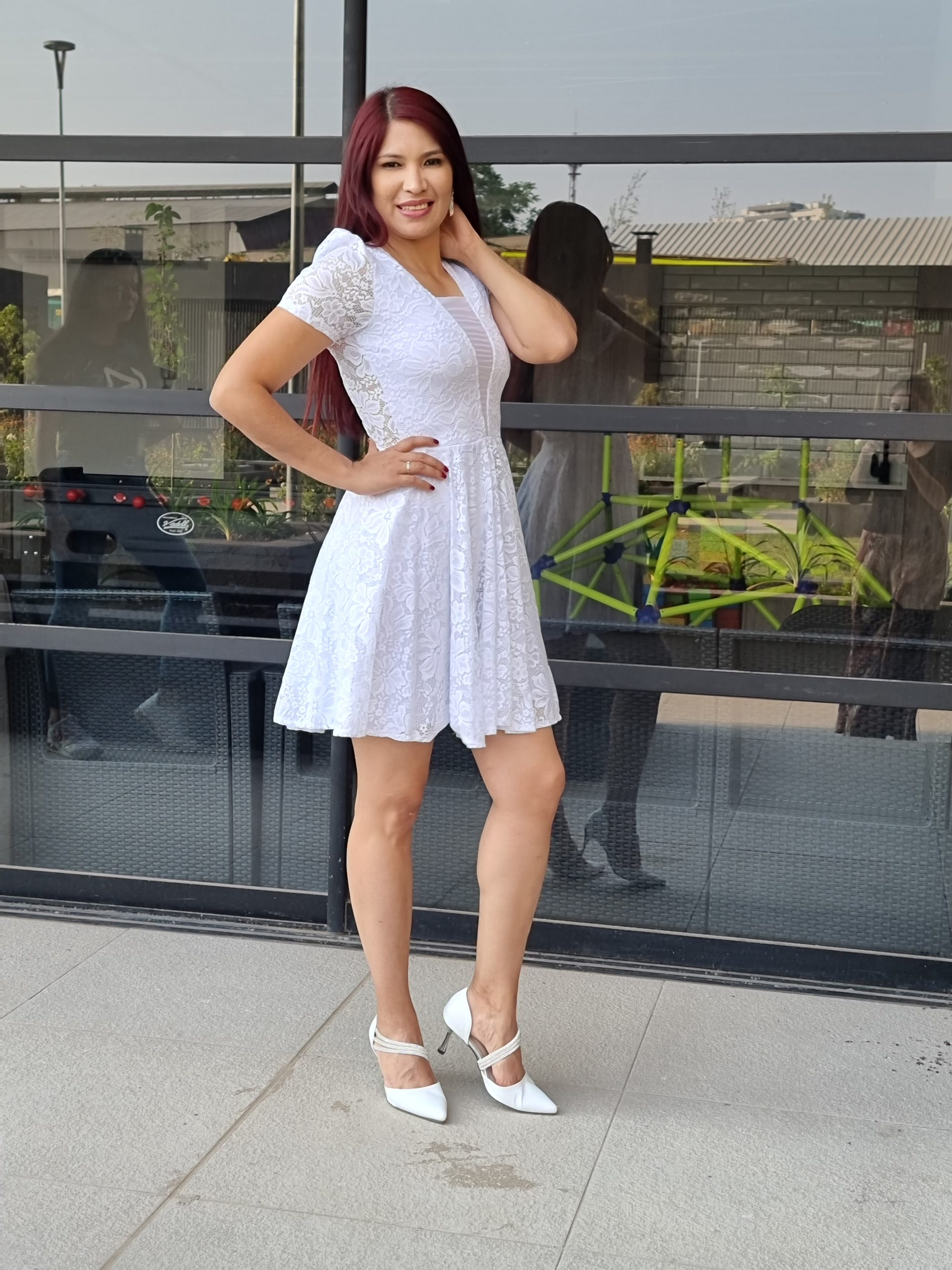 VESTIDO ACAMPANADO MUJER KADRIHEL BLANCO SN19 IDEAL PARA BODA MATRIMONIO CIVIL - 2
