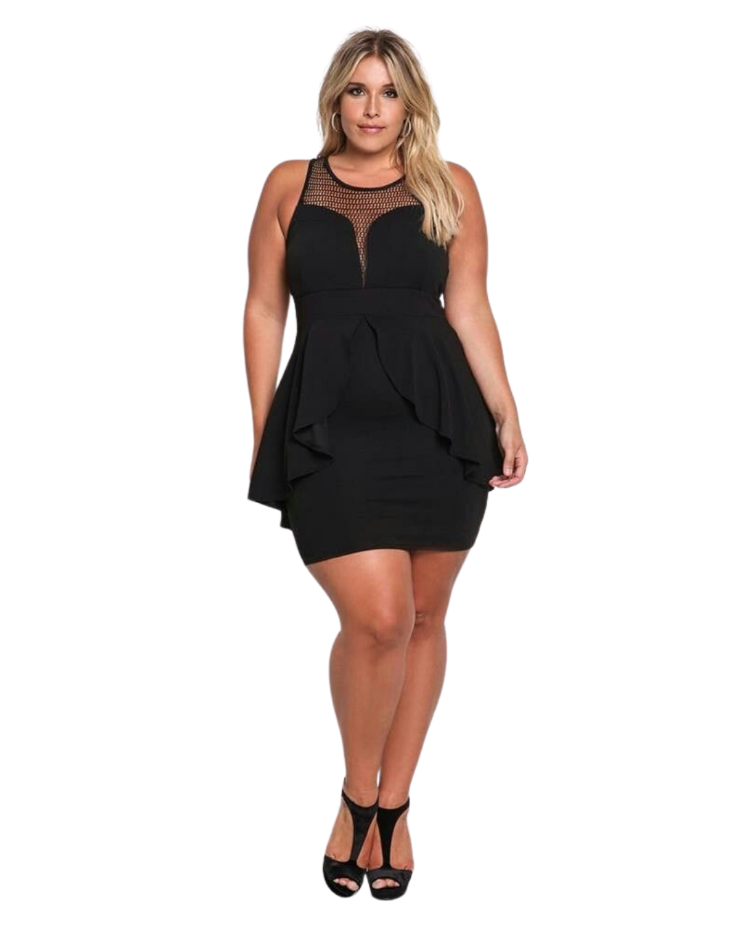 VESTIDO CORTO PEPLUM SIN MANGAS IDEAL PARA FIESTA GALA COCTEL BODA P105 - 1