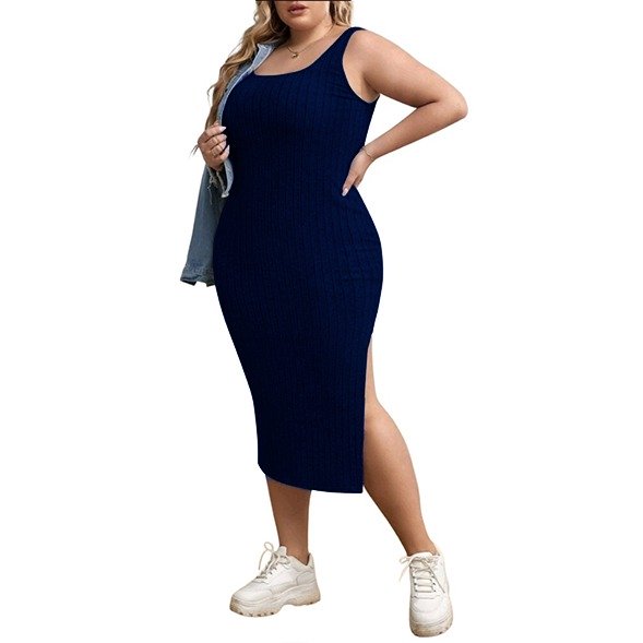 VESTIDO AJUSTADO CON ABERTURA SIN MANGAS IDEAL PARA PRIMAVERA VERANO V001 - 1