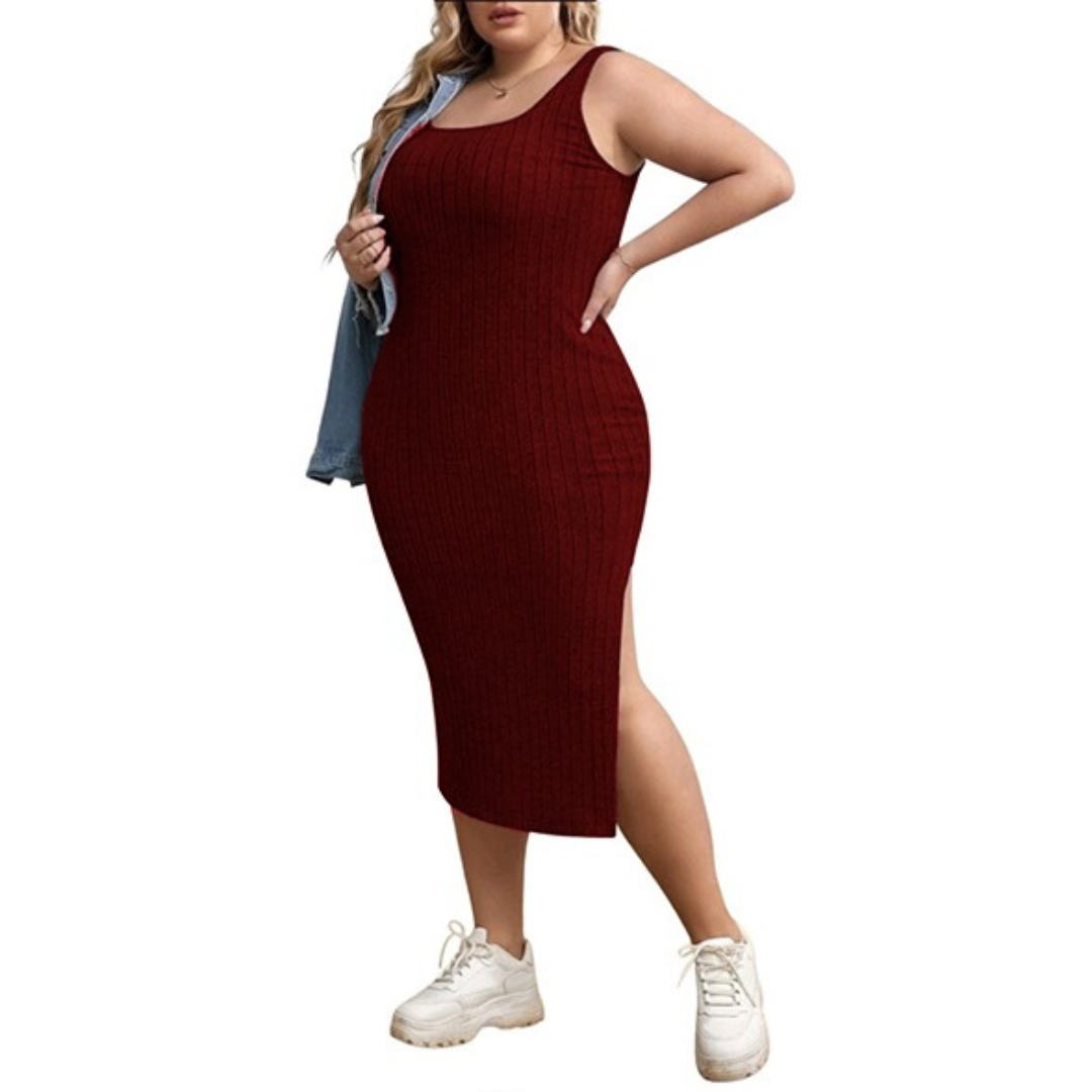 VESTIDO AJUSTADO CON ABERTURA SIN MANGAS IDEAL PARA PRIMAVERA VERANO V001 - 2