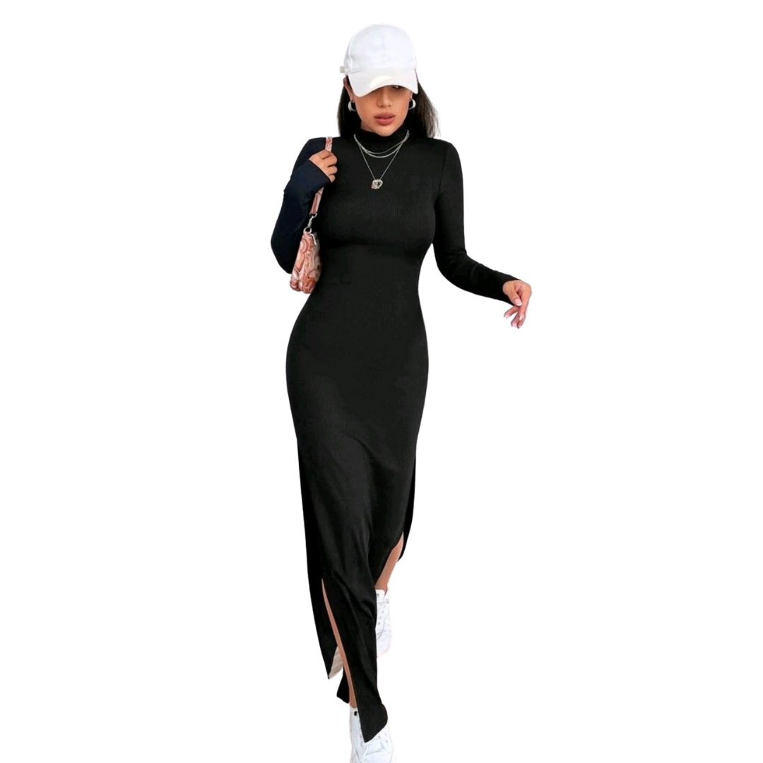 VESTIDO LARGO AJUSTADO MANGA LARGA IDEAL PARA PRIMAVERA VERANO V037 - 1