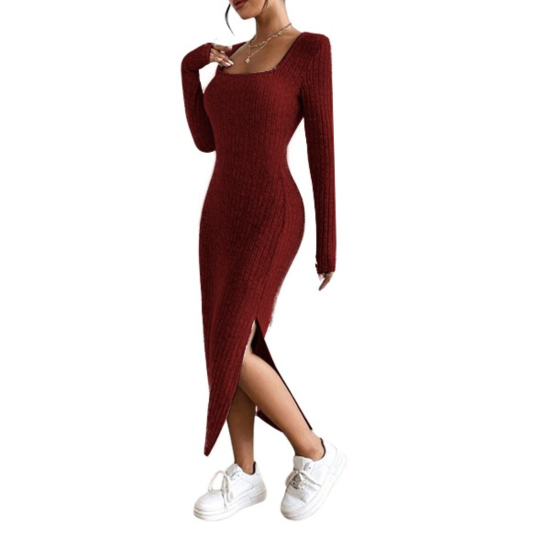 VESTIDO AJUSTADO MANGA LARGA CON ABERTURA IDEAL PARA PRIMAVERA VERANO V035 - 1