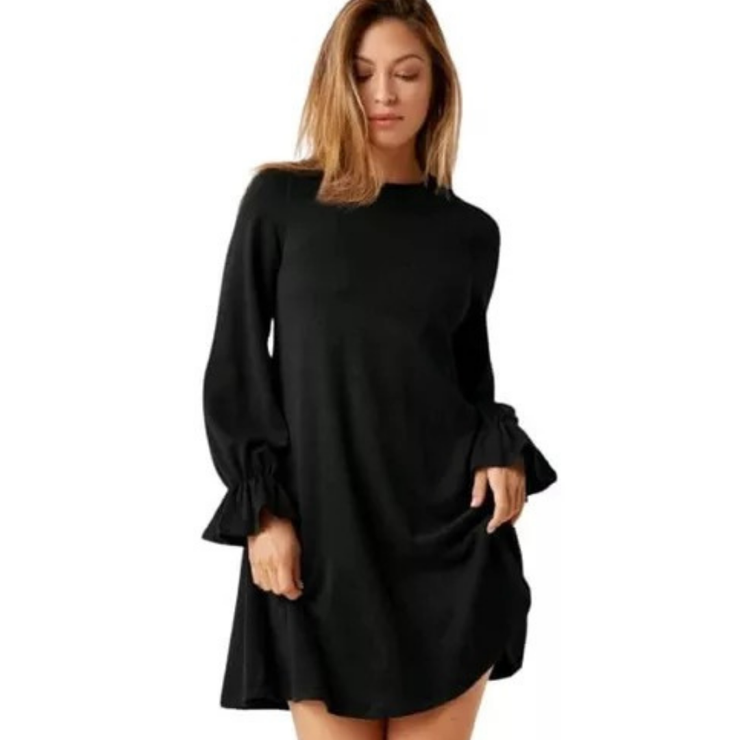 VESTIDO MUJER KADRIHEL NEGRO SUELTO IDEAL PARA FIESTA GALA COCTEL BODA VC033 - 1