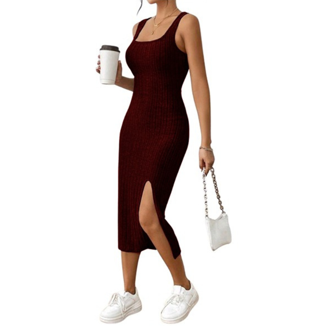 VESTIDO AJUSTADO SIN MANGAS CON ABERTURA IDEAL PARA PRIMAVERA VERANO V032 - 1