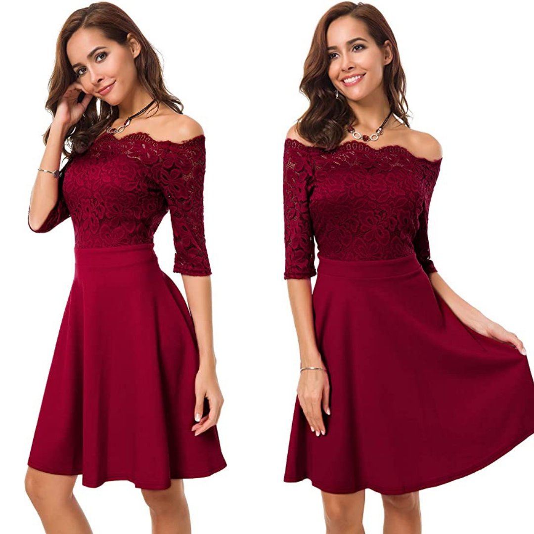 VESTIDO ACAMPANADO IDEAL PARA FIESTA GALA COCTEL BODA VC010 - 1