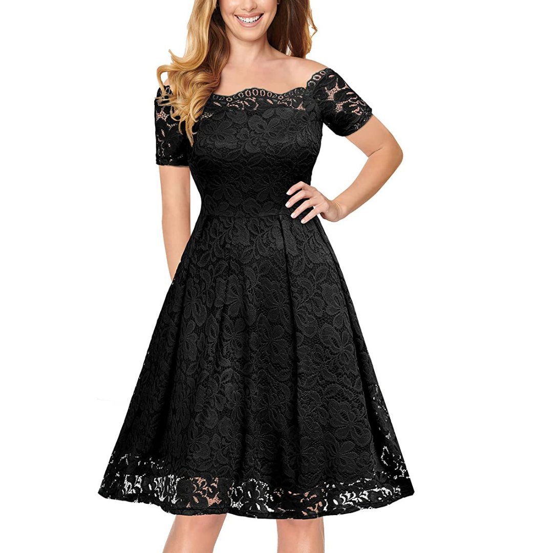 VESTIDO ACAMPANADO IDEAL PARA FIESTA GALA COCTEL BODA VC009 - 1