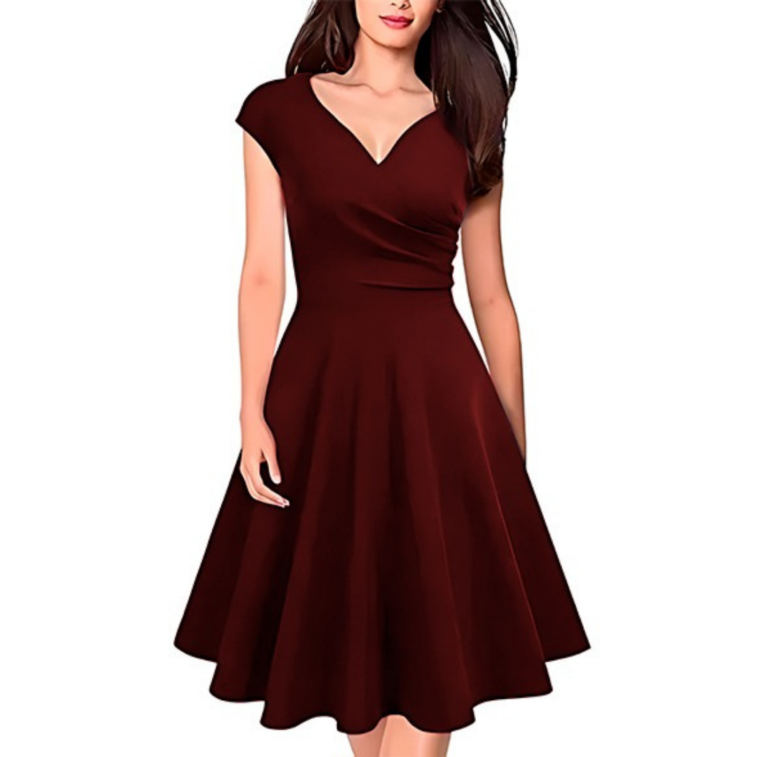 VESTIDO ACAMPANADO MUJER KADRIHEL BURDEO IDEAL PARA FIESTA GALA COCTEL BODA VC035 - 1