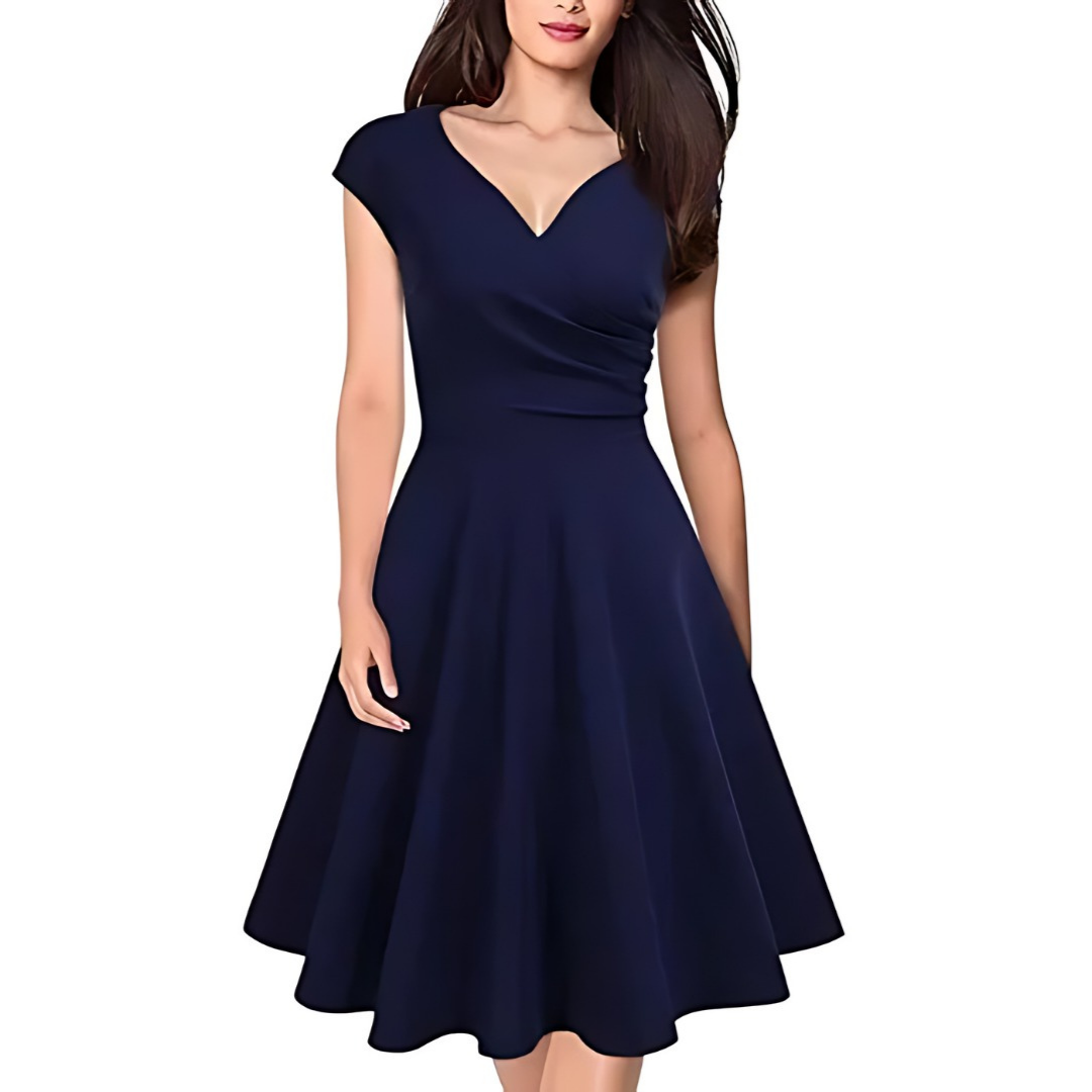 VESTIDO ACAMPANADO MUJER KADRIHEL BURDEO IDEAL PARA FIESTA GALA COCTEL BODA VC035 - 1