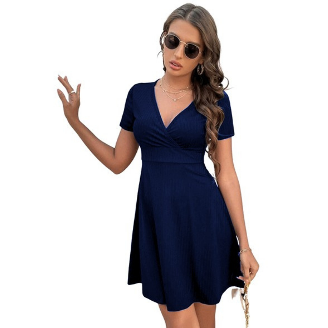 VESTIDO MUJER KADRIHEL GRIS SEMIACAMPANADO IDEAL PARA FIESTA GALA COCTEL BODA I048 - 1