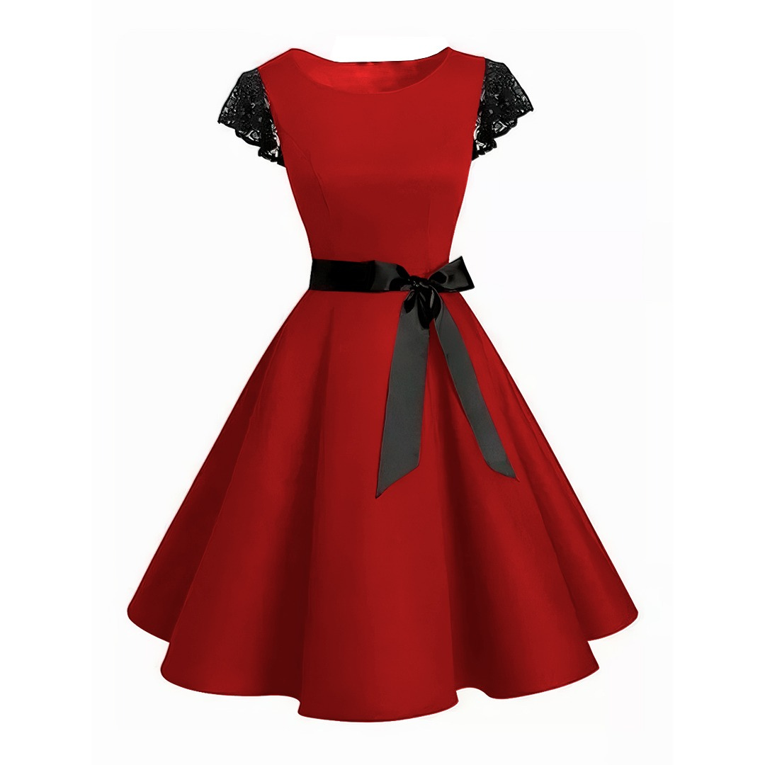 VESTIDO ACAMPANADO MUJER KADRIHEL NEGRO IDEAL PARA FIESTA GALA COCTEL BODA VC036 - 1