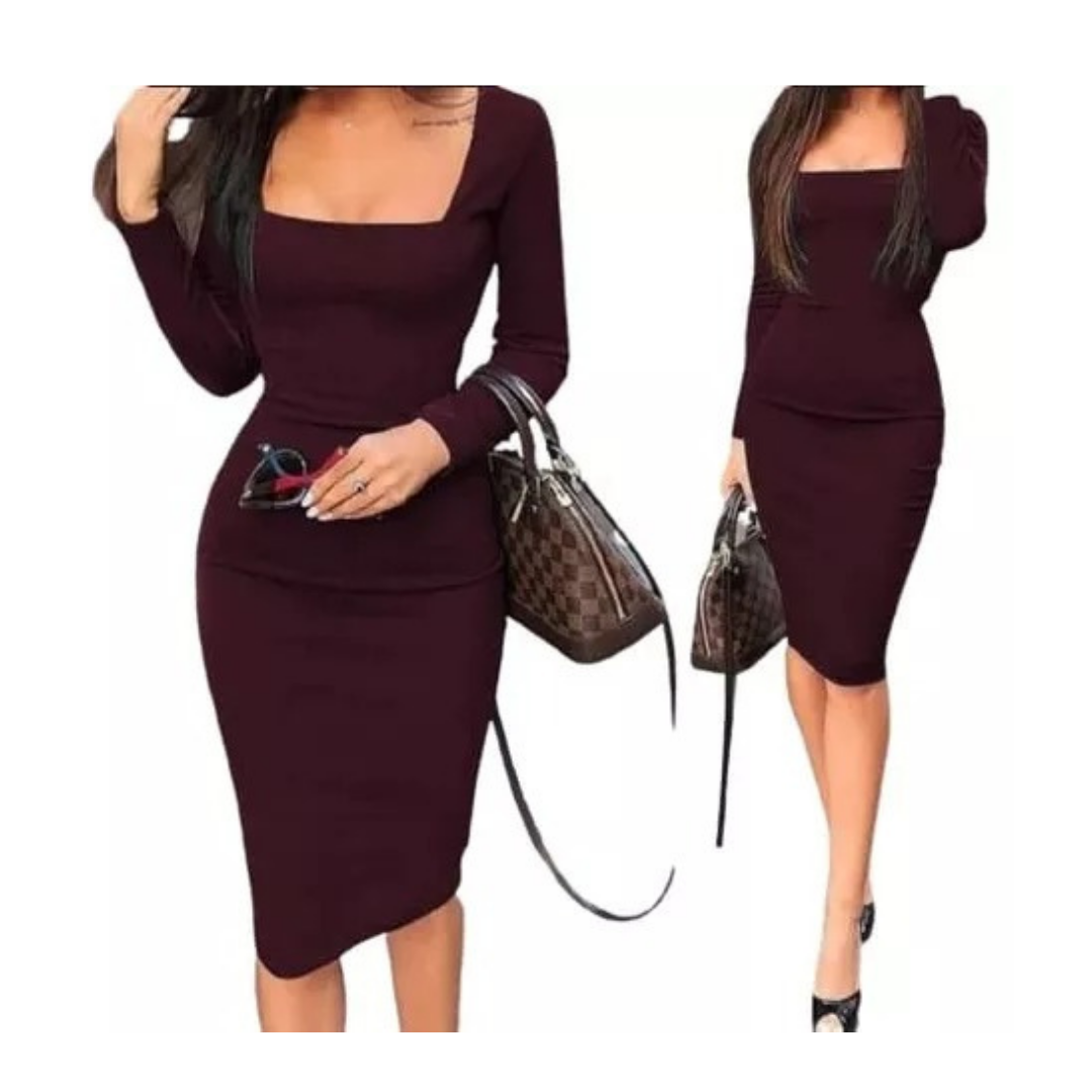 VESTIDO AJUSTADO MUJER KADRIHEL BURDEO IDEAL PARA FIESTA GALA COCTEL BODA I128 - 1