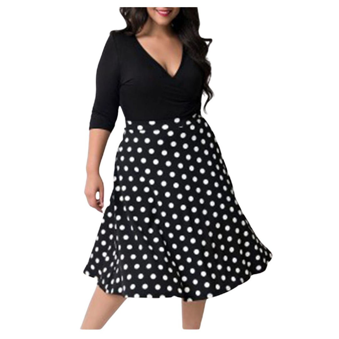 VESTIDO ACAMPANADO MUJER KADRIHEL NEGRO IDEAL PARA FIESTA GALA COCTEL BODA VC029 - 1