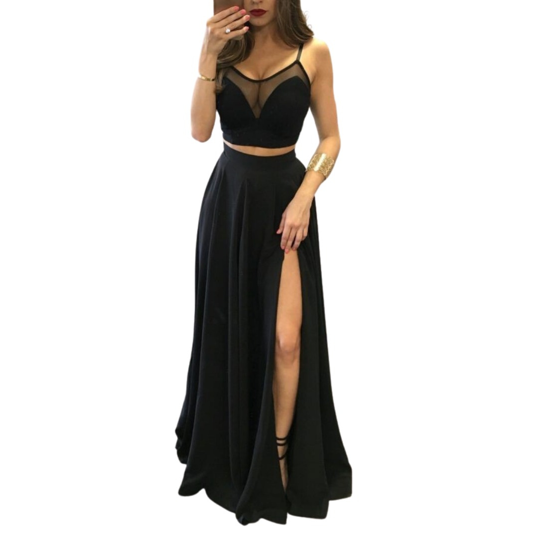 CONJUNTO MUJER KADRIHEL NEGRO FALDA TOP IDEAL PARA FIESTA GALA COCTEL BODA VL004 - 1