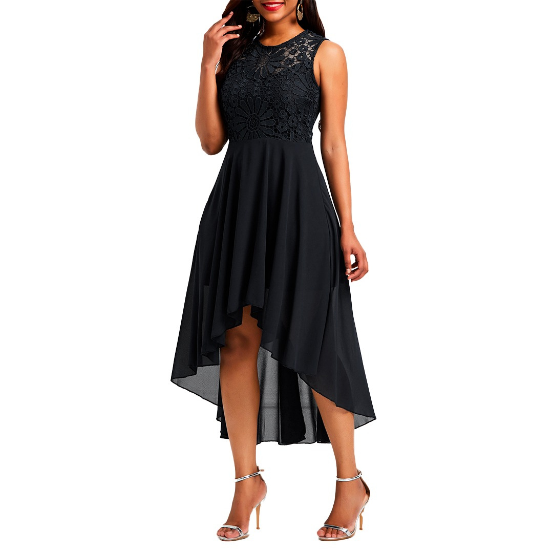 VESTIDO ASIMETRICO MUJER KADRIHEL NEGRO IDEAL PARA FIESTA GALA COCTEL BODA VA015 - 1