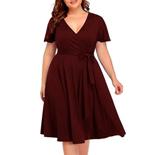 VESTIDO ACAMPANADO MUJER KADRIHEL ROJO IDEAL PARA FIESTA GALA COCTEL BODA VC024 - 1