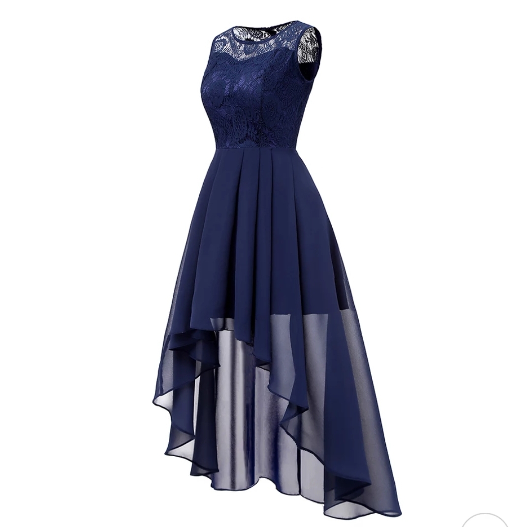 VESTIDO ASIMETRICO MUJER KADRIHEL AZUL MARINO IDEAL PARA FIESTA GALA COCTEL BODA VA022 - 1