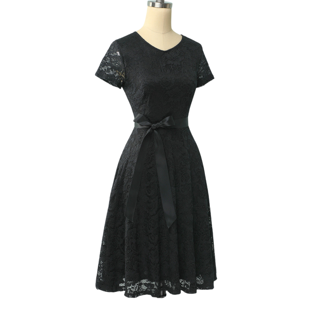 VESTIDO ACAMPANADO MUJER KADRIHEL BLANCO IDEAL PARA FIESTA GALA COCTEL BODA VC052 - 1