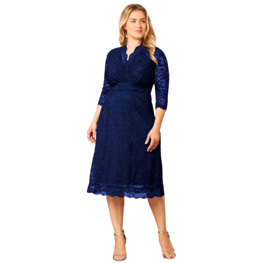 VESTIDO MUJER KADRIHEL NEGRO SEMIACAMPANADO BLUSA CRUZADA IDEAL PARA FIESTA GALA COCTEL BODA VC040 - 1