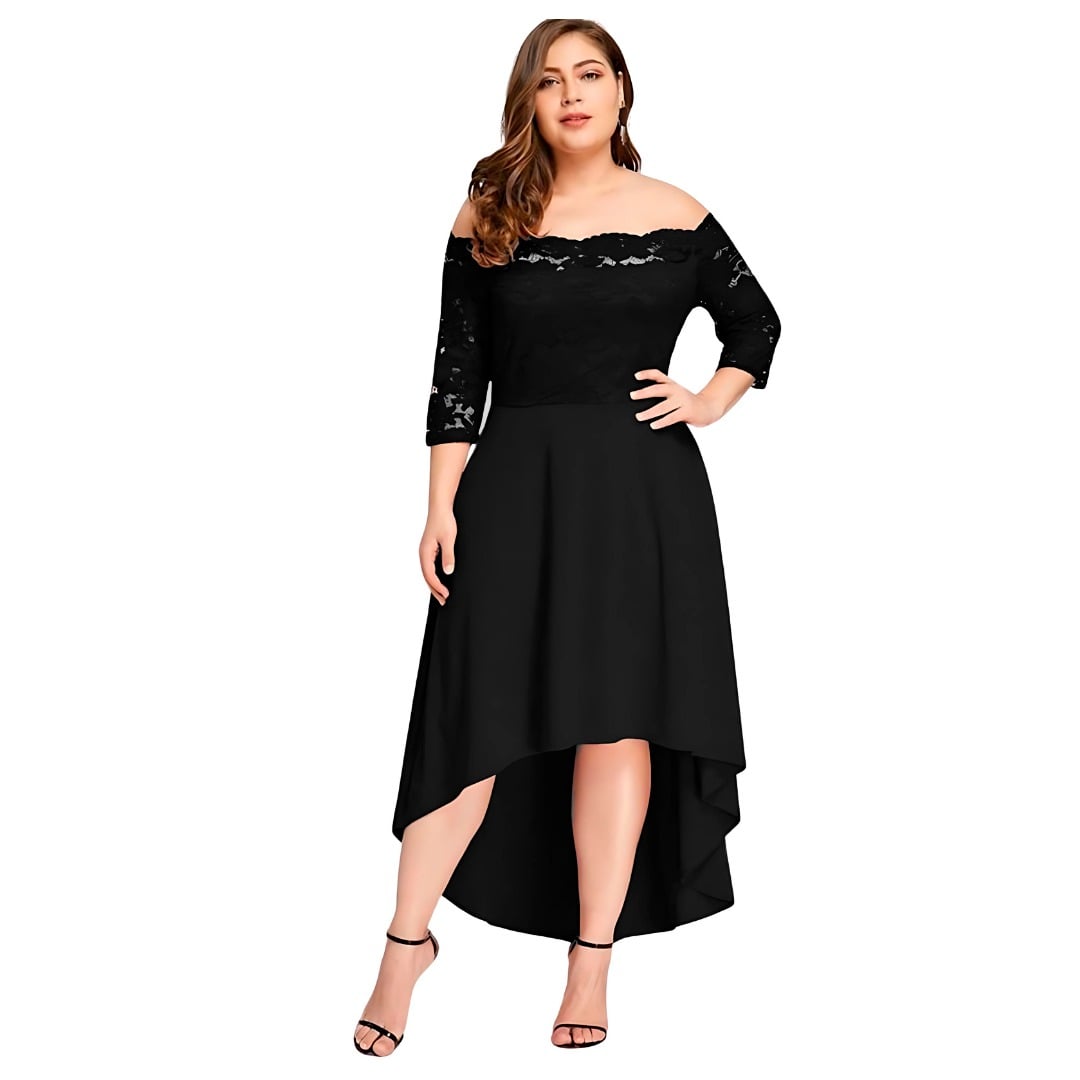 VESTIDO ASIMETRICO MUJER KADRIHEL BURDEO CON FORMA IDEAL PARA FIESTA GALA COCTEL BODA VA019 - 1