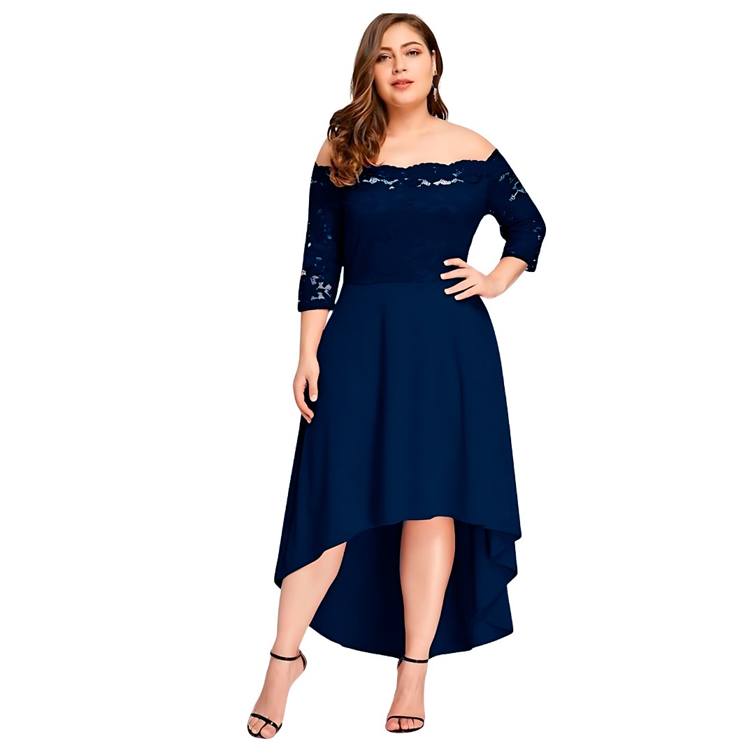 VESTIDO ASIMETRICO MUJER KADRIHEL BURDEO CON FORMA IDEAL PARA FIESTA GALA COCTEL BODA VA019 - 1
