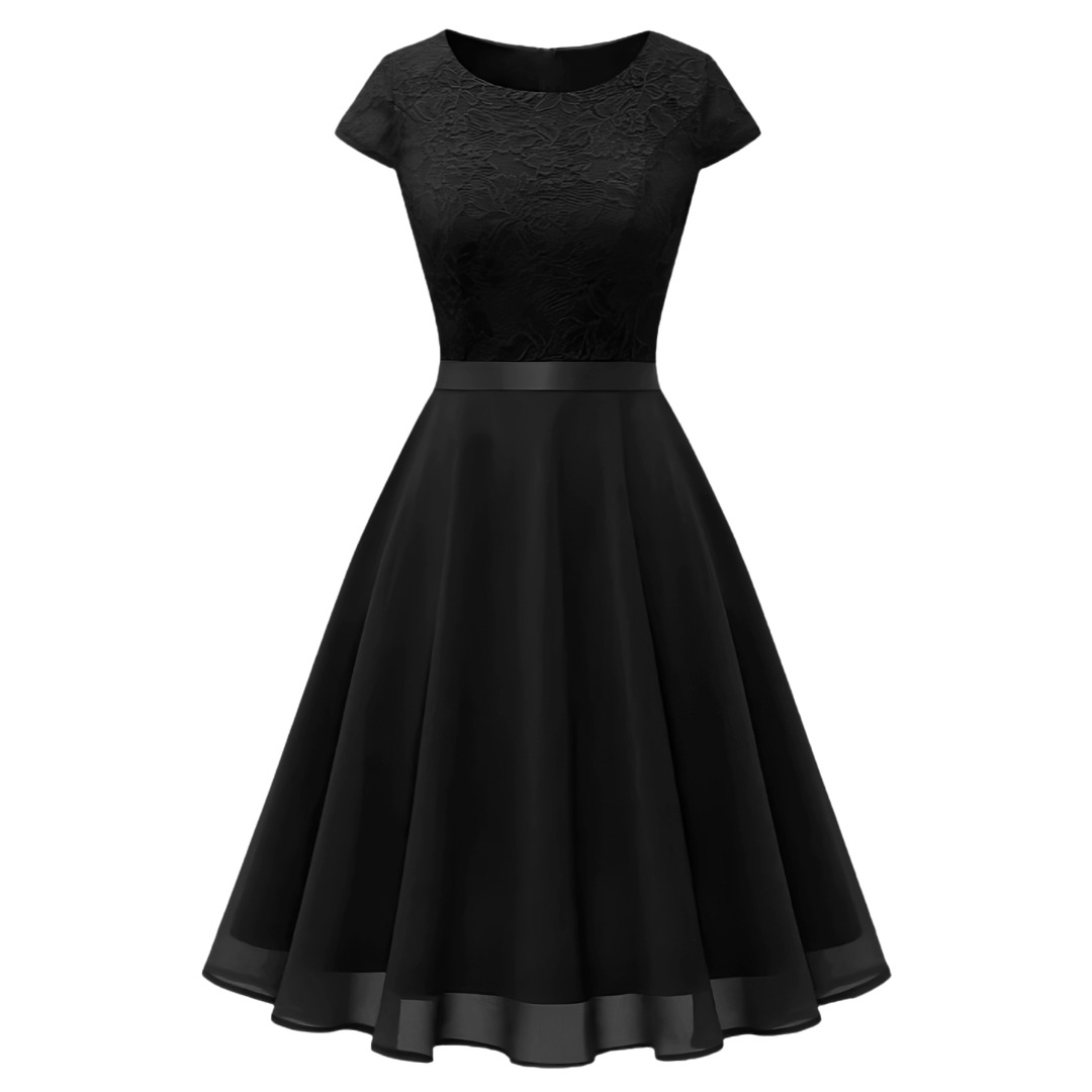 VESTIDO ACAMPANADO MUJER KADRIHEL AZUL MARINO IDEAL PARA FIESTA GALA COCTEL BODA VC045 - 1