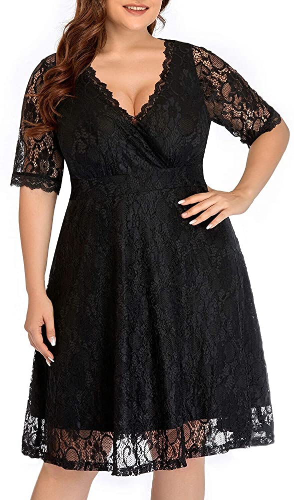 VESTIDO ACAMPANADO MUJER KADRIHEL BURDEO CRUZADO EN BUSTO IDEAL PARA FIESTA GALA COCTEL BODA VC050 - 1