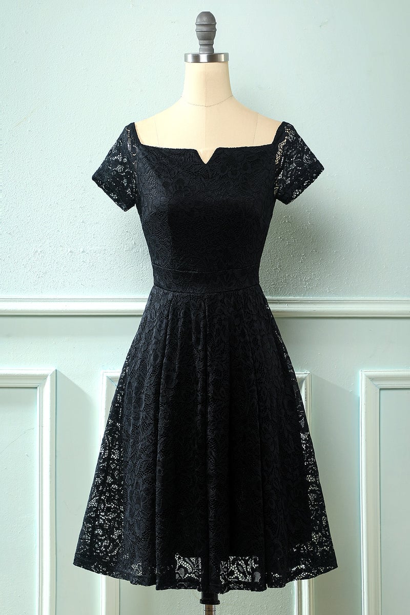 VESTIDO ACAMPANADO MUJER KADRIHEL BURDEO MANGA CORTA IDEAL PARA FIESTA GALA COCTEL BODA VC046 - 1