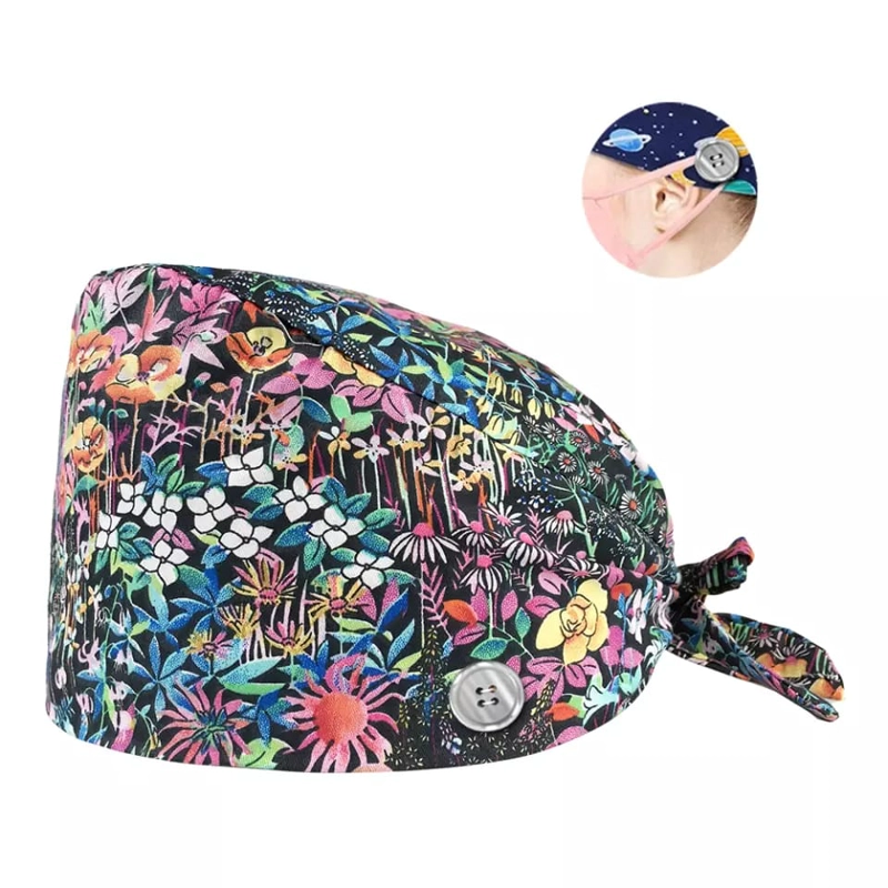 COFIA CLINICA GORRO QUIRURGICO DISEÑO FLORES Y HOJAS G74 - 1