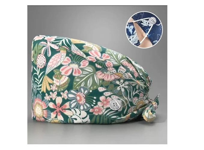 COFIA CLINICA GORRO QUIRURGICO DISEÑO FLORES Y HOJAS G141 - 1
