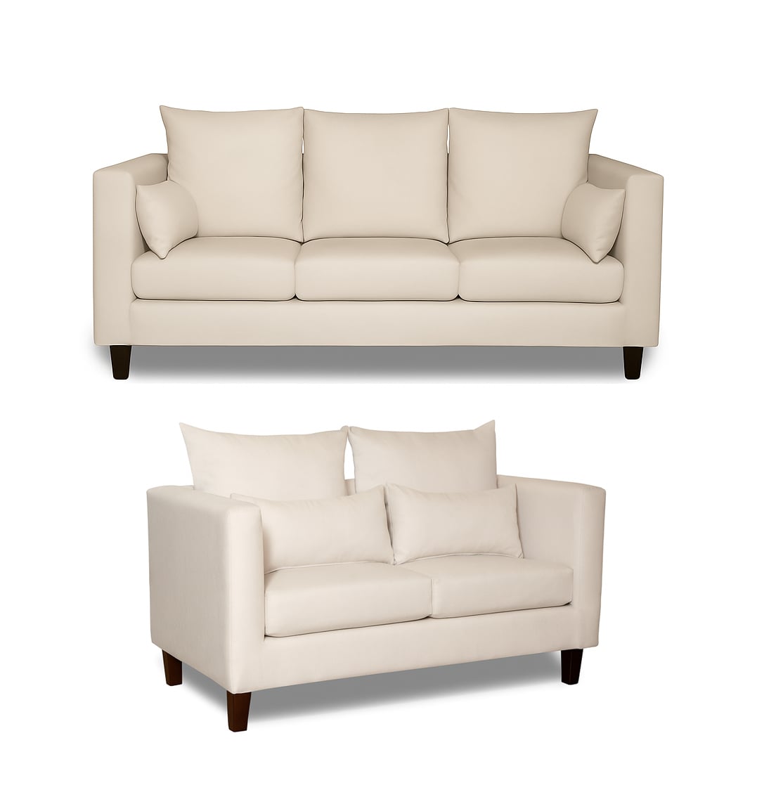 SOFA 3 Y 2 CUERPOS RAGNAR EN TELA TELA BEIGE, SET PARA LIVING - 5