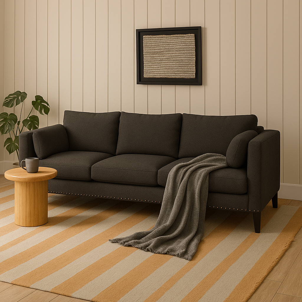 SOFA 3 Y 2 CUERPOS RIBE EN TELA GRIS, SET PARA LIVING - 2