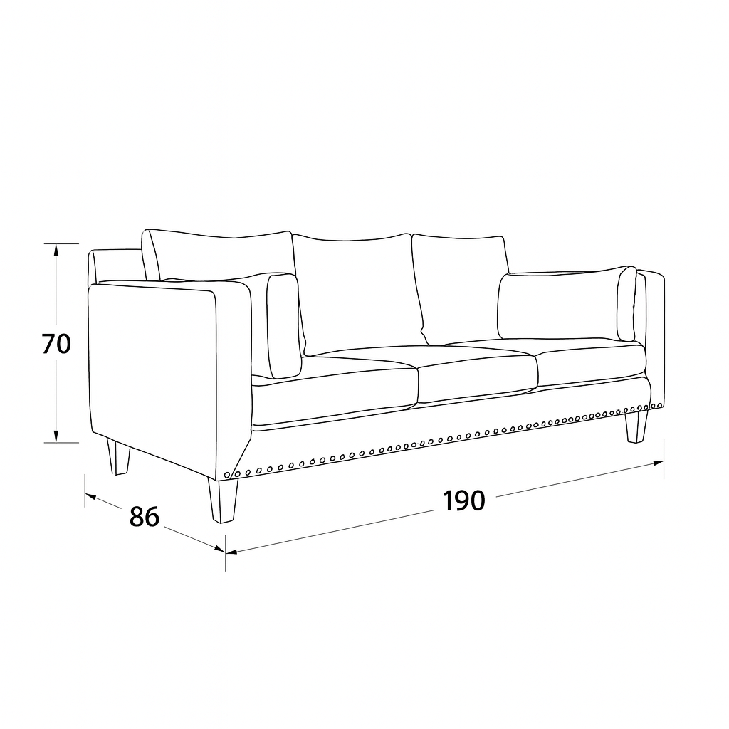 SOFA 3 Y 2 CUERPOS RIBE EN TELA GRIS, SET PARA LIVING - 3