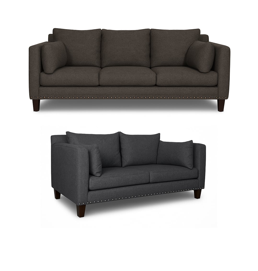 SOFA 3 Y 2 CUERPOS RIBE EN TELA GRIS, SET PARA LIVING - 5