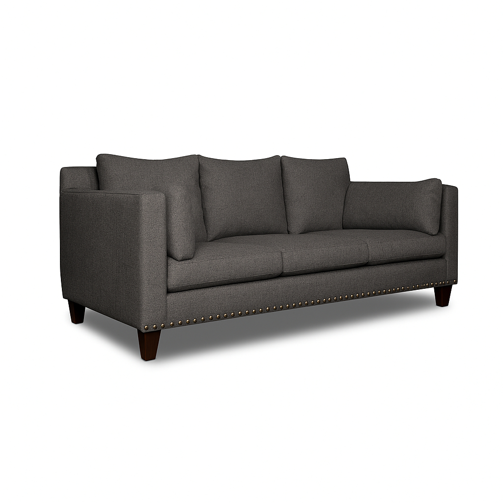 SOFA 3 Y 2 CUERPOS RIBE EN TELA GRIS, SET PARA LIVING - 6