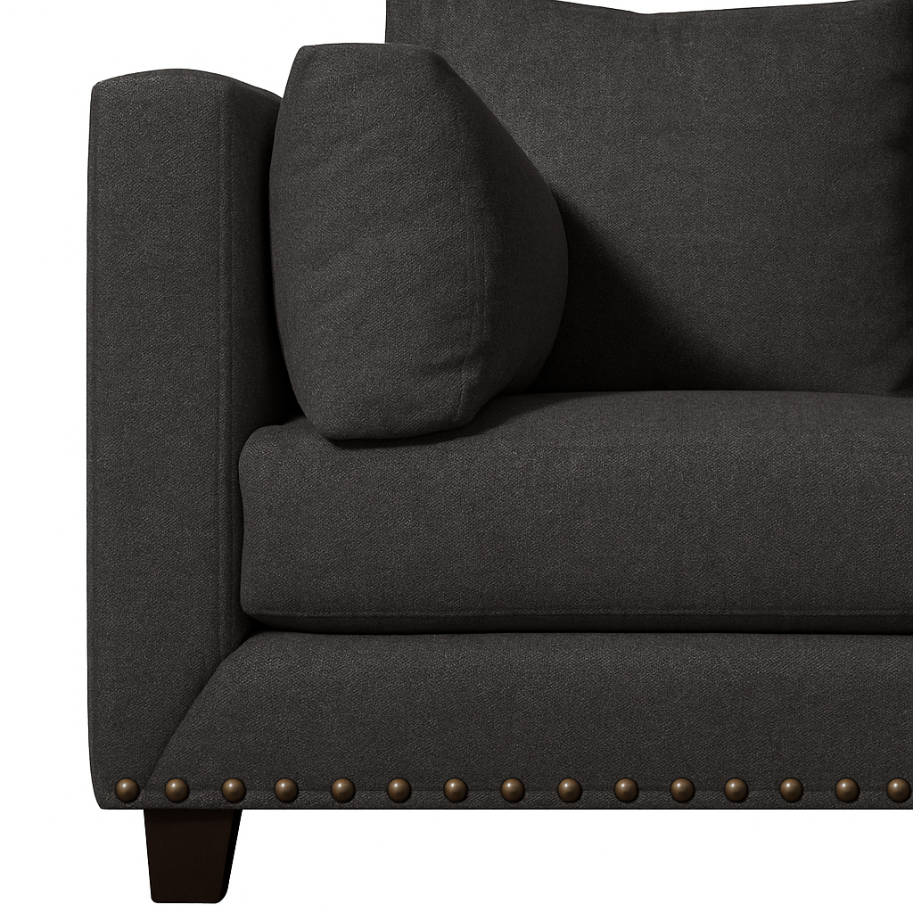 SOFA 3 Y 2 CUERPOS RIBE EN TELA GRIS, SET PARA LIVING - 8