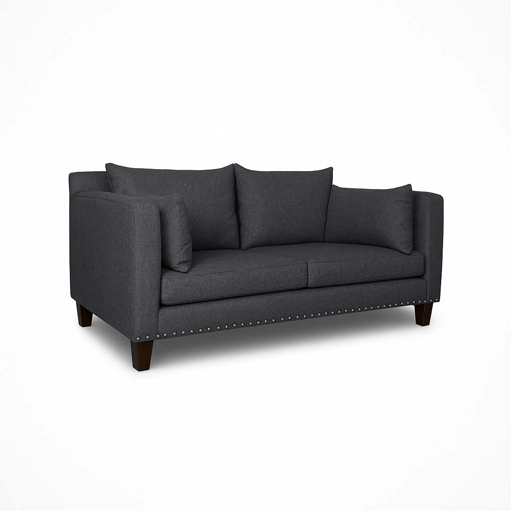 SOFA 3 Y 2 CUERPOS RIBE EN TELA GRIS, SET PARA LIVING - 11