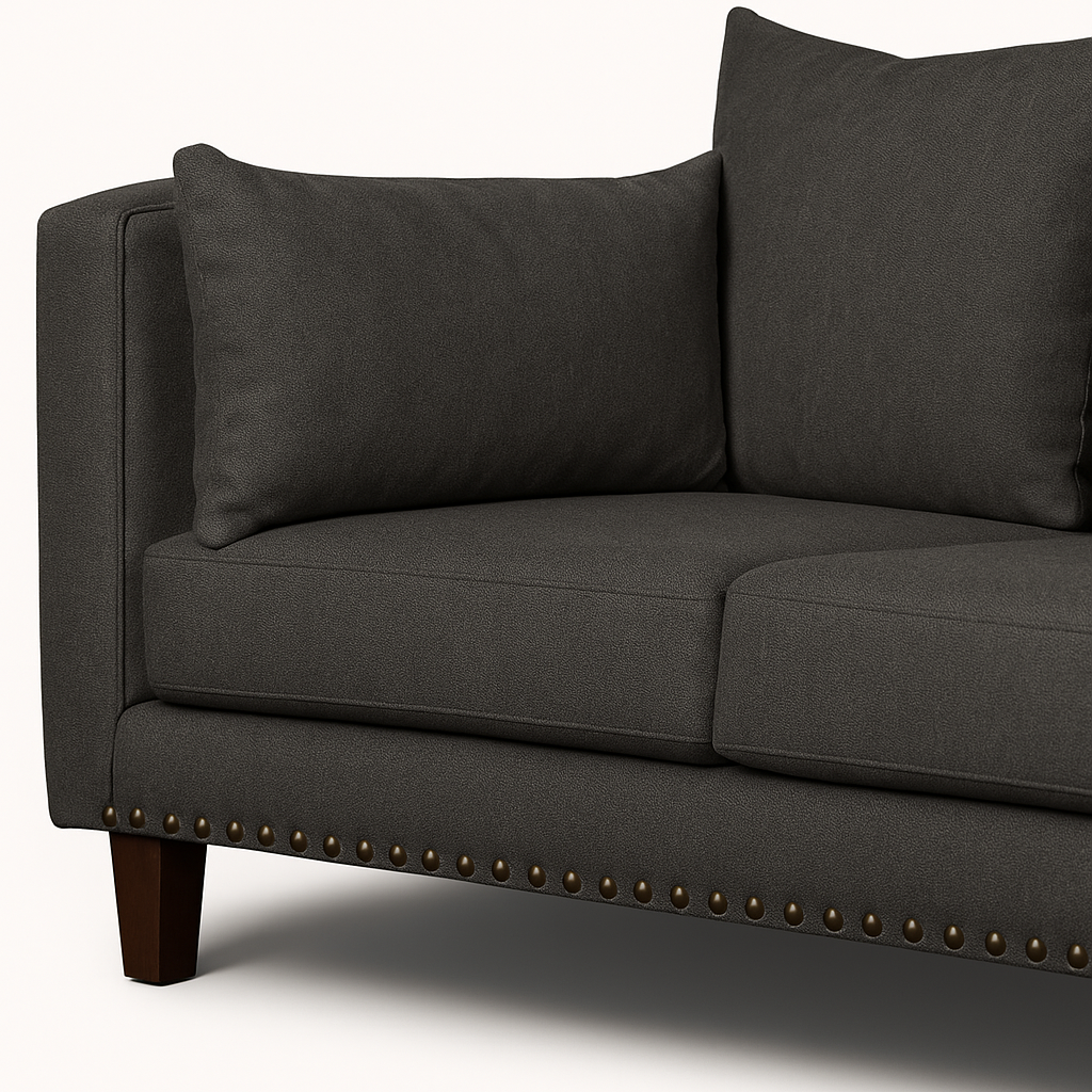 SOFA 3 Y 2 CUERPOS RIBE EN TELA GRIS, SET PARA LIVING - 12