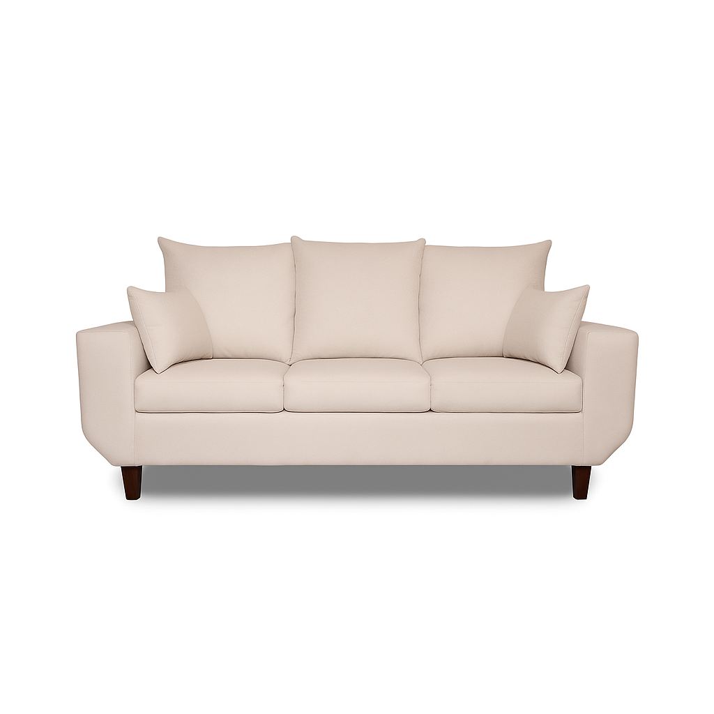 SOFA 3 Y 2 CUERPOS ROQUE EN TELA BEIGE, SET PARA LIVING - 6