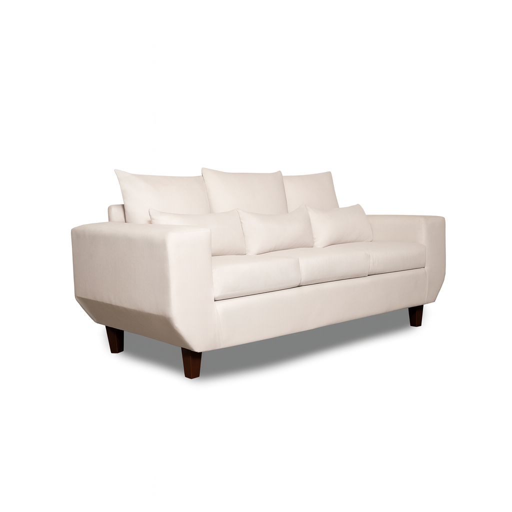 SOFA 3 Y 2 CUERPOS ROQUE EN TELA BEIGE, SET PARA LIVING - 7